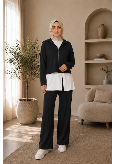 Unika Boutique Kadın Oysho Fermuar Detaylı 3 Lü Takım siyah
