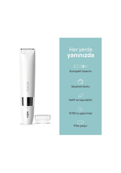 Braun Body Mini Trimmer Bs1000 Vücut Tüy Kesme Makinesi + Düzeltici Tarak, Pil Ve Temizleme Fırçası