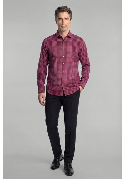 Bisse Regular Fit Flanel Mini Kareli Pamuk Kırmızı Erkek Gömlek Gmfln0122300203 D24