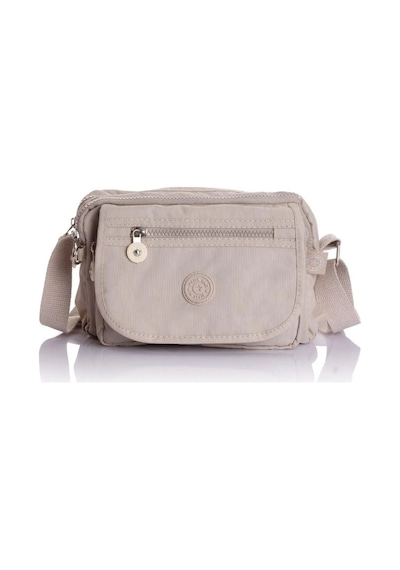 Kadın Kapaklı 8 Gözlü Su Geçirmez Kumaş Omuz Çantası Krem