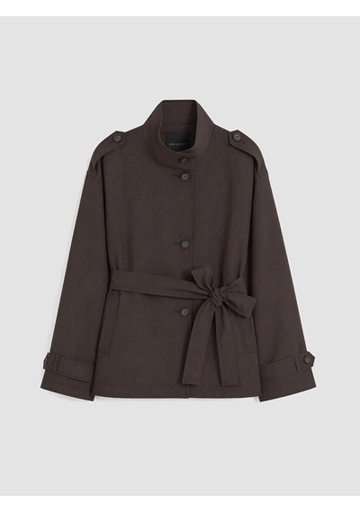 Lcw Modest Kahverengi Dik Yaka Kuşaklı Oversize Kadın Trençkot