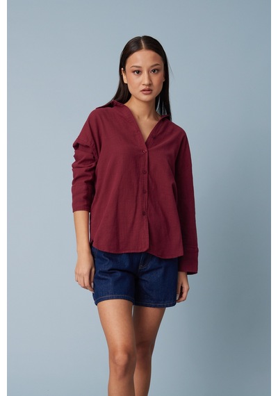 Avrile Oversize Gömlek Bordo