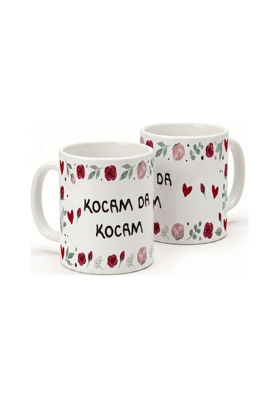 Karım Da Karım Ve Kocam Da Kocam Yazılı Desenli Seramik Hediye Kupa Bardak Çok Renkli