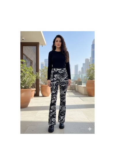Nova Earth Art Kadın Krep Pantolon Kamuflaj S