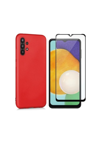 Samsung Galaxy Uyumlu A13 4g Esnek Soft Tasarım Dayanıklı Kılıf Ve Tam Kaplayan Ekran Koruyucu Col177328-kırmızı
