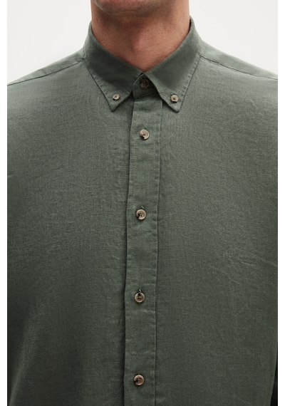 D'S Damat Ds Damat Comfort Haki Düz %100 Keten Gömlek 4hc02ap01265m Haki