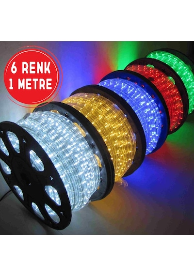 Sunlight 3 Çip Dış Mekan Şerit Led Işık Hortum 220V Fişli 6 Renk