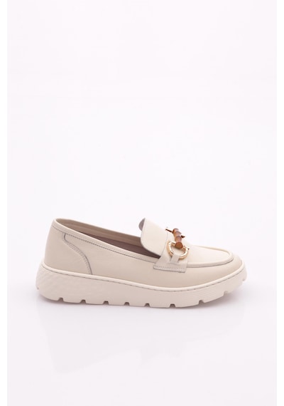 Dgn 25215 Kadin Aksesuarli Loafer Ayakkabi Krem