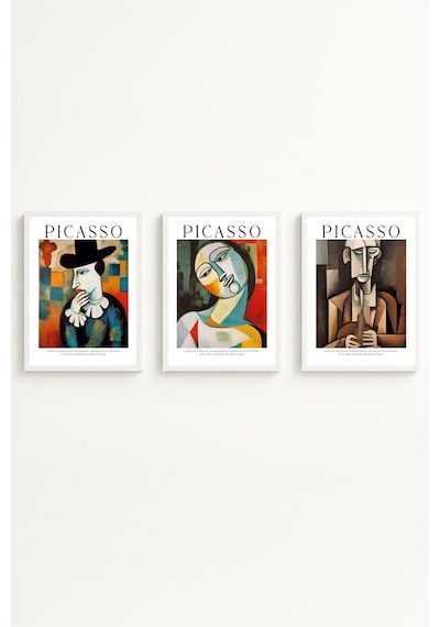 Beyaz Ahşap Çerçeveli Pablo Picasso Tablo Seti Huhu542