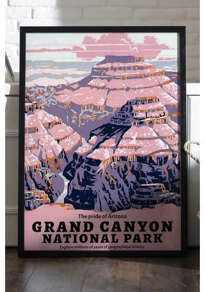 Grand Canyon Siyah Ahşap Çerçeveli Poster, Dekoratif Seyahat Duvar Tablosu