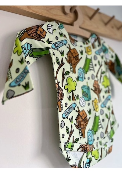Key Kids Garden Yeşil %100 Organik Pamuklu Unisex Kız Erkek Bebek Body Zıbın