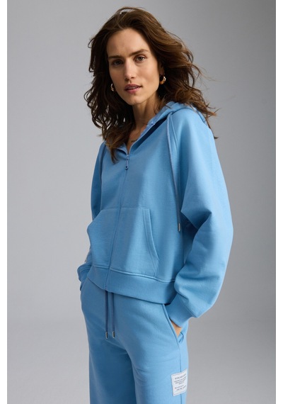 ETHIQUET YKA Kadın Organik Pamuk 3 İplik İçi Şardonlu Süs Etiketi Detaylı Regular Mavi Sweatshirt