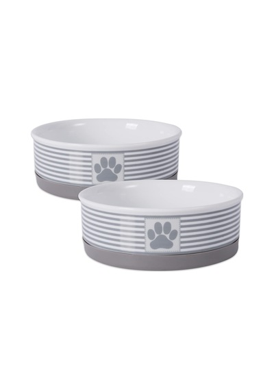 Bone Dry Paw & Patch Seramik Evcil Hayvan Koleksiyonu, Orta Set, 15x5 Cm, Gri, 2 Parça Sku: Smgstk314b15de43 Acı Kahve