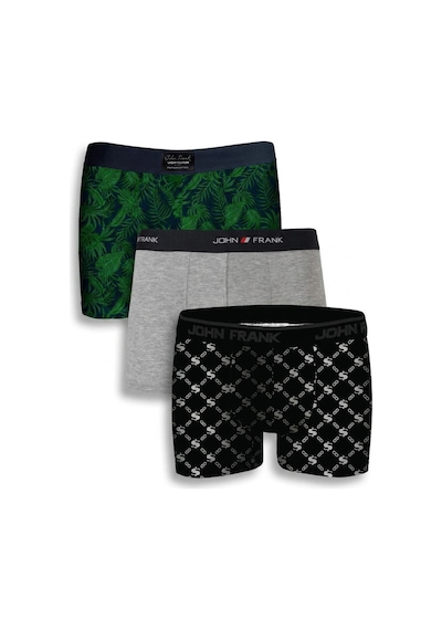 John Frank Logolu Pamuklu 3'lü Paket Boxer Erkek Boxer Jfbs3 Yeşil-gri-sbeyaz