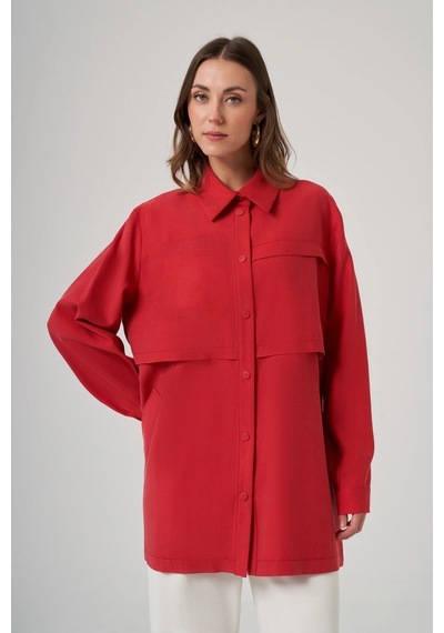 Nuss 6035 Cep Detay İnce Kap - Red Plum
