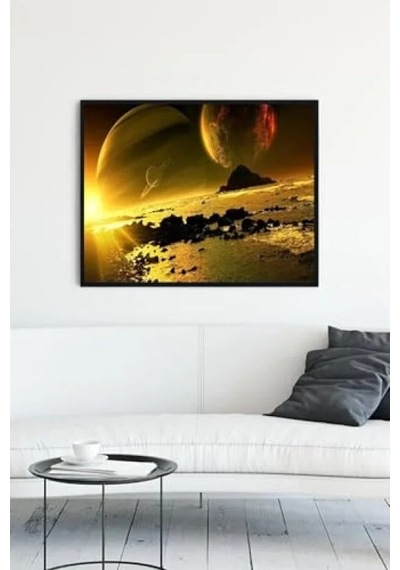 Uzay Temalı Sanatsal Çerçeveli Tablo - 50x70 Cm