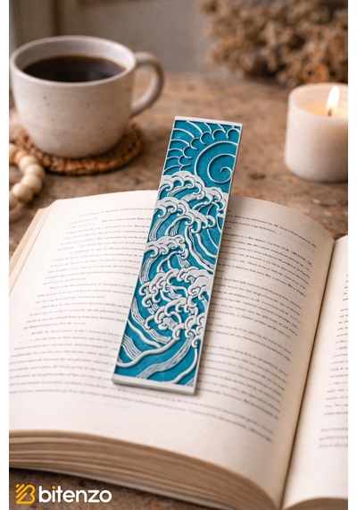 Mavi Dalgalar Desenli Kitap Ayracı