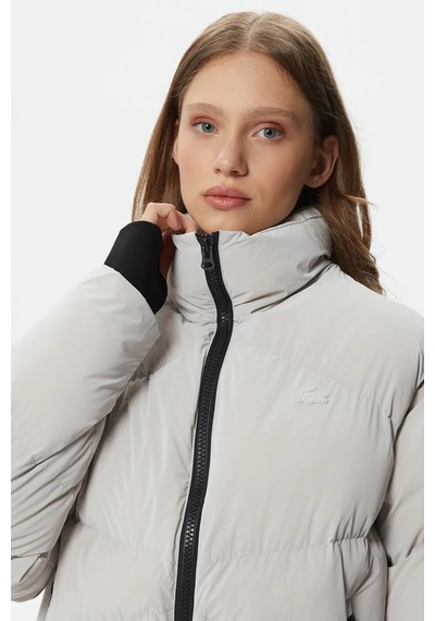 Lacoste Syntehic Fill Womens Jacket Dik Yakalı Dolgu Kadın Şişme Mont Gri Gri