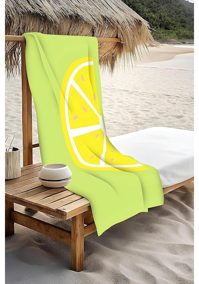 Dijital Baskı Plaj Deniz Havlusu Limon Desenli Peştamal Hvl0162 Diğer