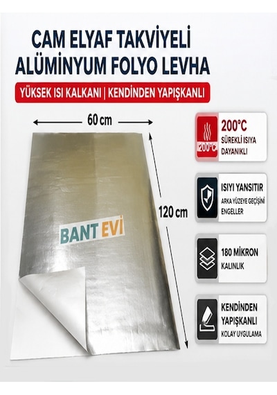 Yüksek Isıya Dayanıklı Folyo Kaplama 60x120cm 200°C Isı Dayanımlı Mutfak Tezgah Ocak Arkası Koruyucu