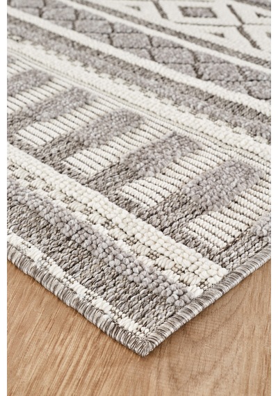 Badelya Home Krem Gri İskandinav Modern Tasarım Sisal Bukle Özel Ölçü Salon Oturma Odası Koridor Halısı Yolluk Gri - Krem