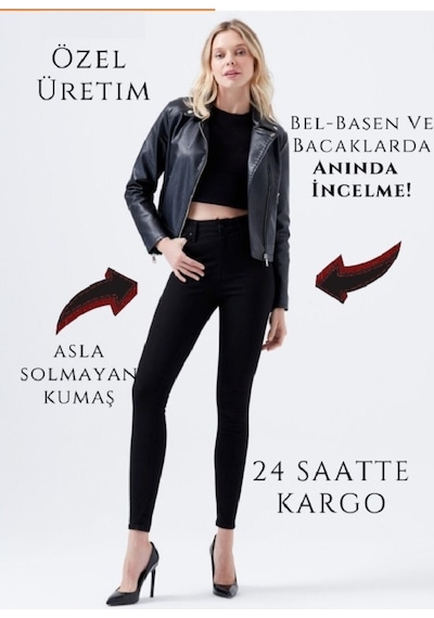 Lavajeans Simsiyah E.x.t.r.a Black Skinny Jeans Kot Solmaz Toparlayıcı Okul Pantolonu Simsiyah Siyah