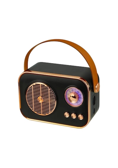 Retro Taşınabilir Bluetooth Hoparlör Siyah Renk