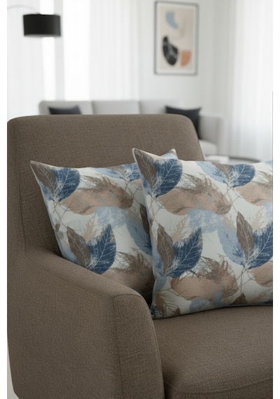 Chevron Bohem Dekoratif Punch Yastık Kırlent Kılıfı 2 Adet 45x45 Sonbahar Rüyası Mavi 45 x 45