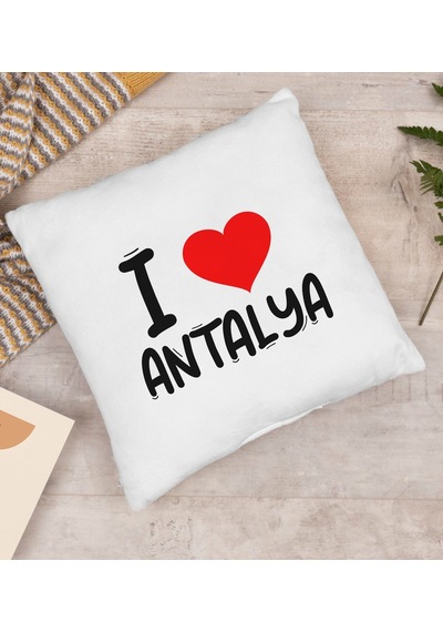 BK Gift I Love Antalya Tasarımlı Yastık - Model 1
