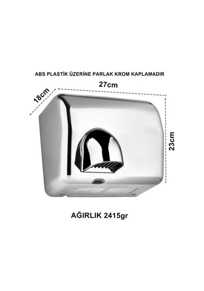 Sensörlü El Ve Yüz Kurutma Makinesi Abs Krom Kaplama 2500 W 2 Yıl