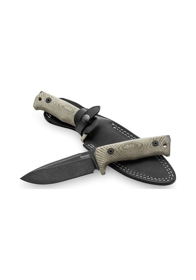 Lionsteel Kamp T5 Fixed Blade Tactical Knife - Green Canvas - Black Bla Gri