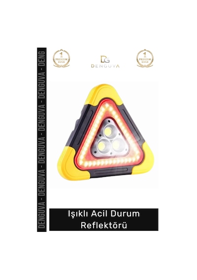 Reflektör Solar Led Güneş Panelli Powerbank Şarjlı Katlanabilir Trafik Işıklı Acil Durum Reflektör