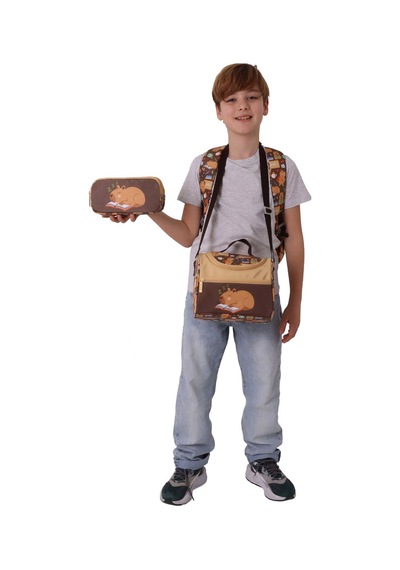 Kaukko Kids Clever Kahverengi Renk Erkek Çocuk Üçlü İlkokul Okul Çantası Seti/takımı - Setkk-l5384a