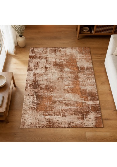 Kartela Halı Lora Halı Kaymaz Taban Makinede Yıkanabilir Halı Bakır - 100 X 150 Cm