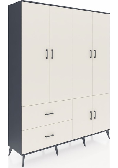 Hyperion Gardrop 5 Raflı 2 Çekmeceli 2 Askılı 176x44x221 Antrasit-aytaşı Aytaşı