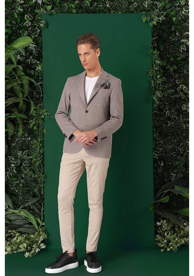 Efor Comfort Fit Kırçıllı Dokuma Pamuklu Casual Vizon Ceket C 665 Vizon