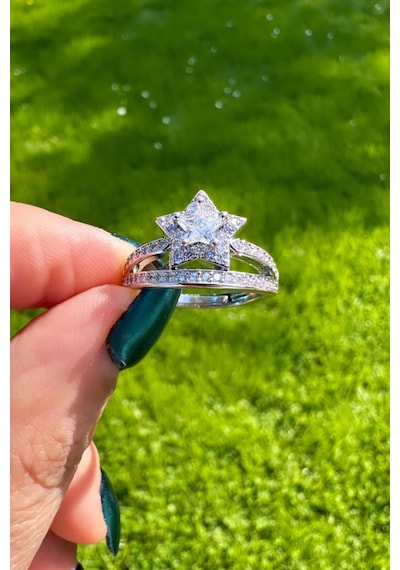 Silver Çift Sıra Yıldız Yüzük Silver