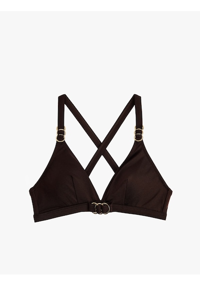 Koton Aksesuarlı Çapraz Askılı Bikini Üstü Kahverengi 6sak10033mm Koton Aksesuarlı Çapraz Askılı Bikini Üstü Kahverengi 6sak10033mm