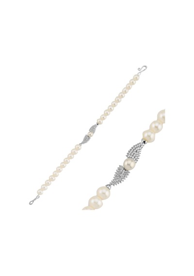 6,5 Mm Su Yolu Taşlı Doğal İnci Bileklik 22 Cm / Rose Rose Pembe Altın