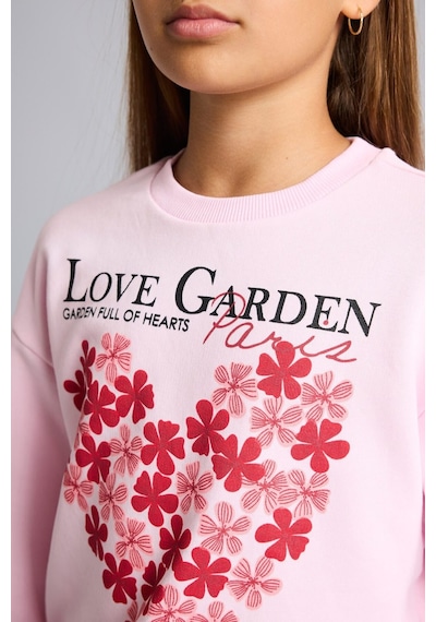 Defacto Relax Fıt Bisiklet Yaka Kalp Desenli Sweatshirt Kız Çocuk I4150a826aupn47 Pembe-pn47