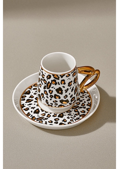 Karaca West 6 Kişilik Leopar Desenli Kahve Fincan Takımı 90 Ml Çok Renkli