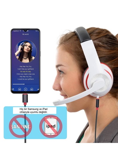 Type-c - 3.5mm Aux Ses Kablosu, Örgülü Kulaklık Kablosu, Mikrofon Destekli Araç Ve Telefon Ses Aktarım Kablosu, 1 Metre Siyah/kırmızı