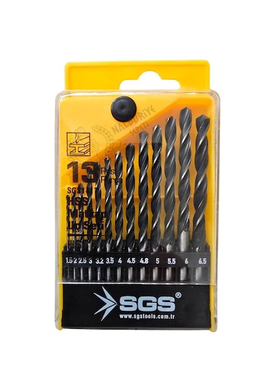 Sgs Hss Matkap Ucu Seti - Metal-inox-ahşap-plastik - 1.5-6.5 Mm Arası 13 Parça