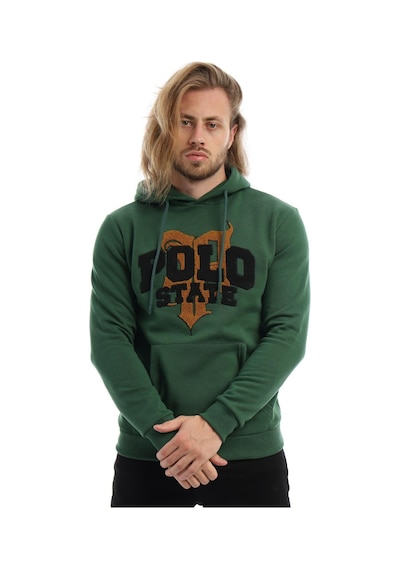 Polostate Erkek Polo State Süzine Nakışlı Kapüşonlu Sweat Koyu Yeşil