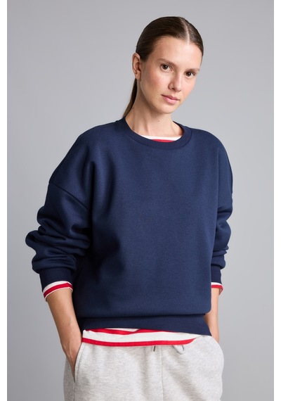 Defacto Oversıze Bisiklet Yaka Basıc Kalın Basic Sweatshirt F9628ax26aunv251 Lacivert-nv251