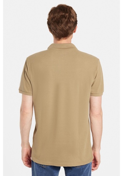 Tudors Erkek Slim Fit Dar Kesim %100 Pamuk Haki Polo Yaka Tişört-32796 Haki