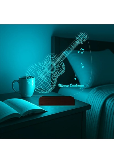 Luvivia Gitar Gitarist Müzisyen Hediyesi Kişiye Özel 3d Lamba - Masa Gece Lambası Şeffaf