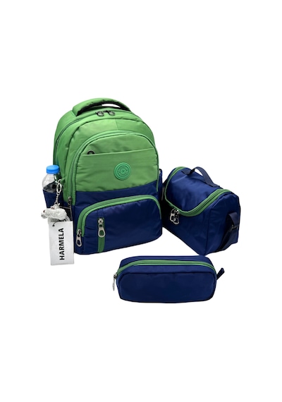 İlk Okul Çantası 3'lü Seti Unisex Çocuk İlkokul Çantası Bvt-8010 Yeşil-lacivert Yeşil - Lacivert