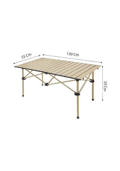 Sportaj Taşınabilir Kamp Masası Alüminyum Gövde Kolay Kurulum 120x55x50cm Sarı