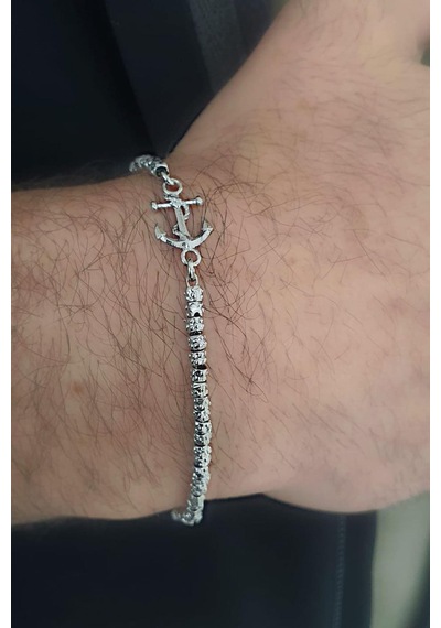 Italyan Tasarımı 925ayar Gümüş Trend Erkek Bileklik Özel Seri 82850728
